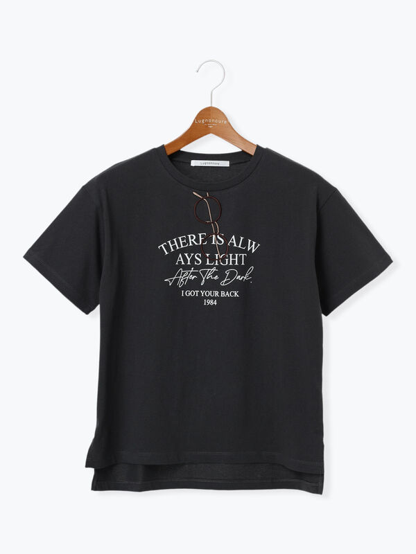 セール】 メガネ刺繍Tシャツ（オフホワイト/チャコールグレー