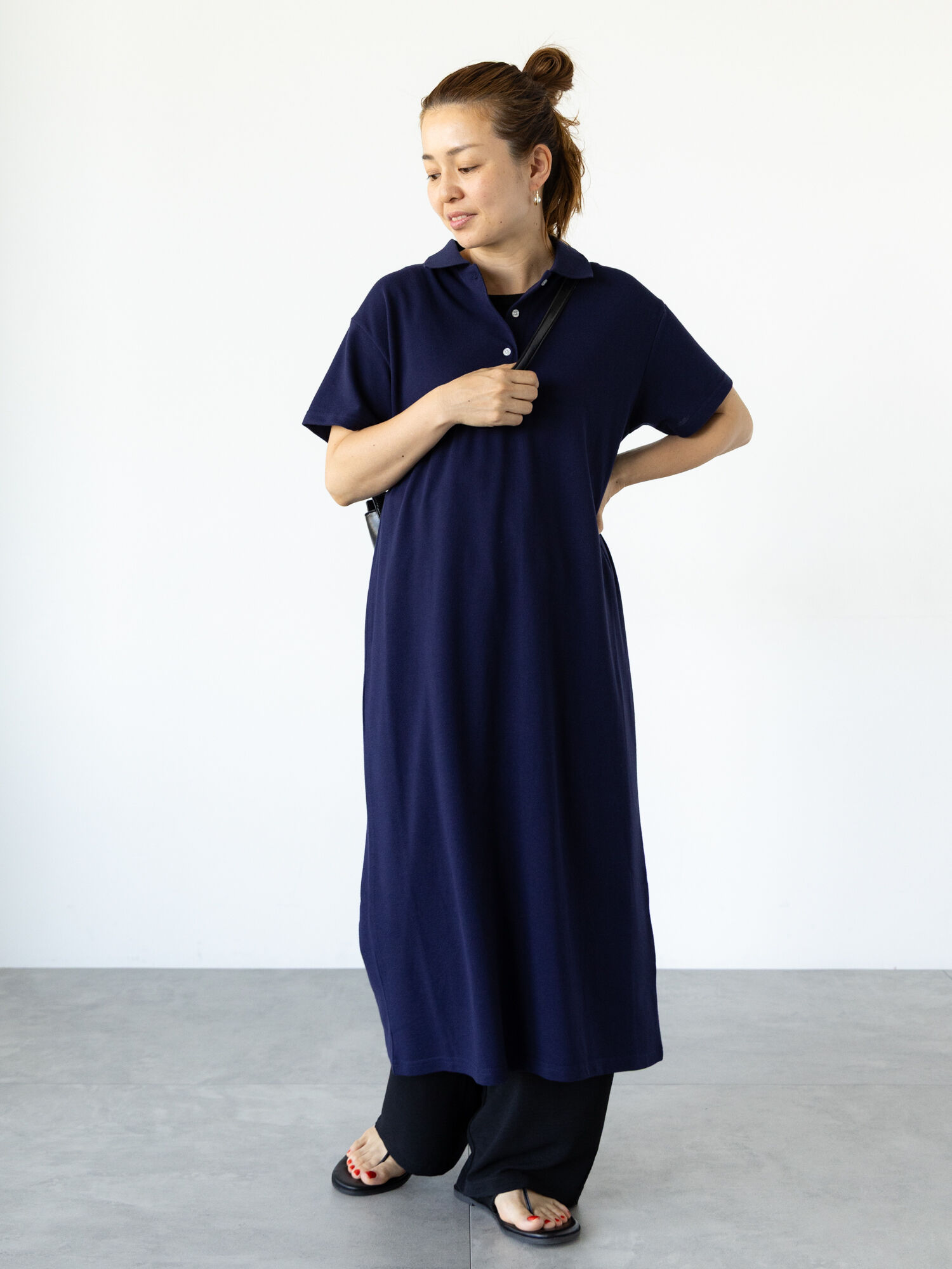 ララーナ レトロクラシックポロワンピース ネイビー レトロクラシックポロワンピース / Retro classic polo onepiece