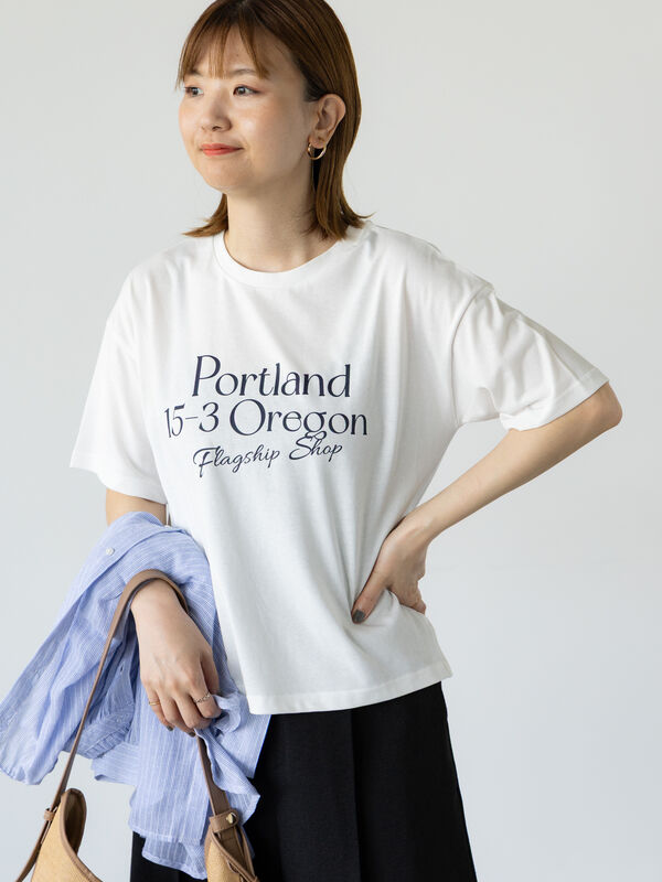 接触冷感】ルージュチェリーレーヨンロゴTシャツ&ロングパンツ上下セット 接触冷感】ルージュチェリーレーヨンロゴTシャツ&ロングパンツ