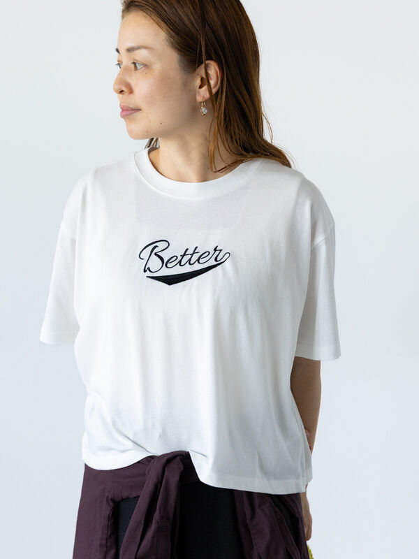 【接触冷感】フロントミニ刺繍Tシャツ（オフホワイト）｜Lugnoncure（ルノンキュール）通販