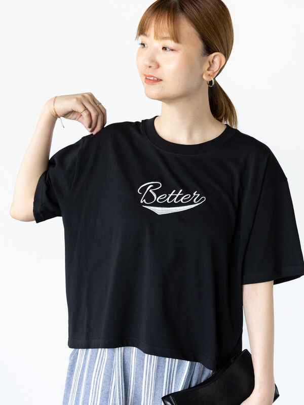 【接触冷感】フロントミニ刺繍Tシャツ（ブラック）｜Lugnoncure（ルノンキュール）通販