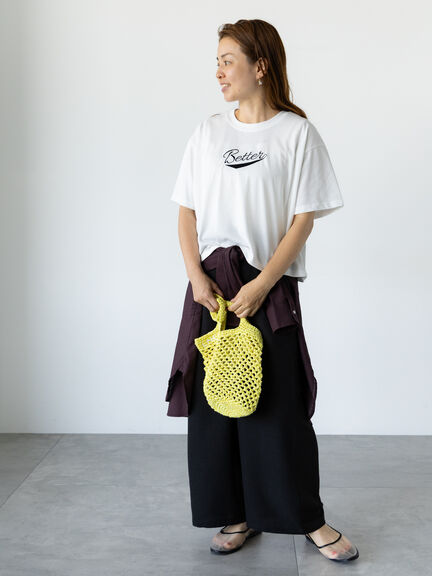 【接触冷感】フロントミニ刺繍Tシャツ（オフホワイト/ブラック/ネイビー）｜Lugnoncure（ルノンキュール）通販