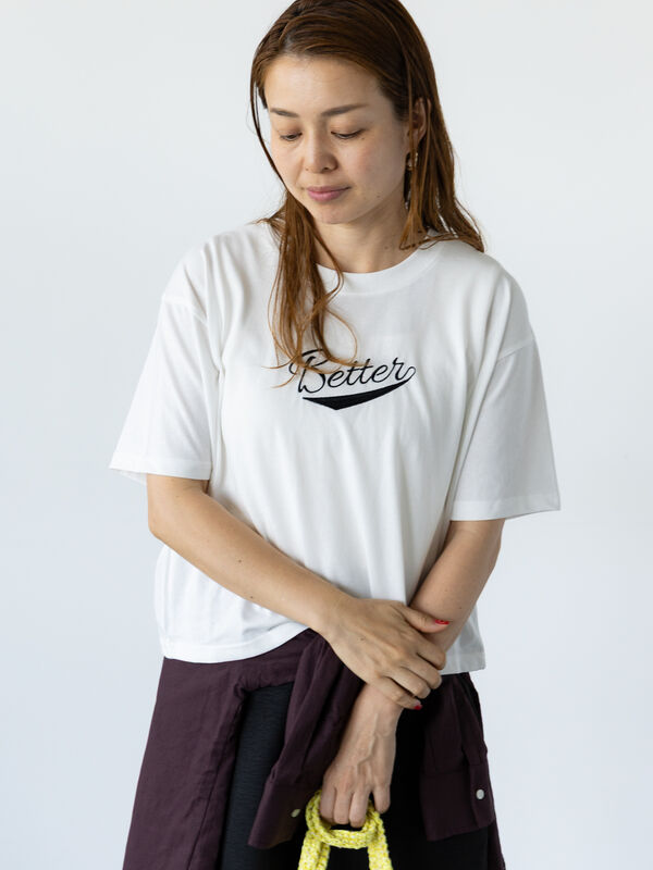 セール】 【接触冷感】フロントミニ刺繍Tシャツ（オフホワイト