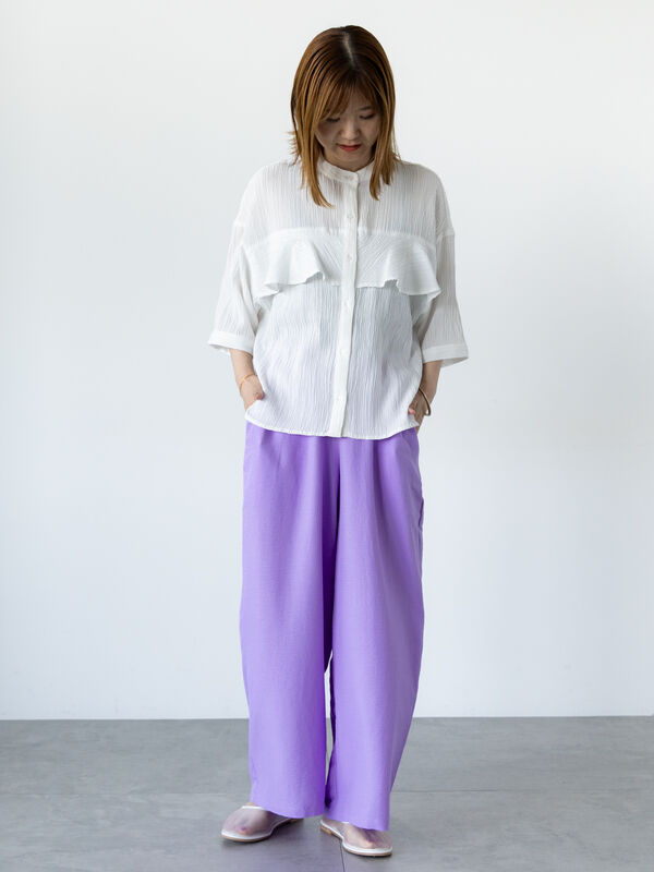 MADISONBLUE 薄紫 フリル付きシャツ サイズ02 ROUND COLLAR FRILL SH