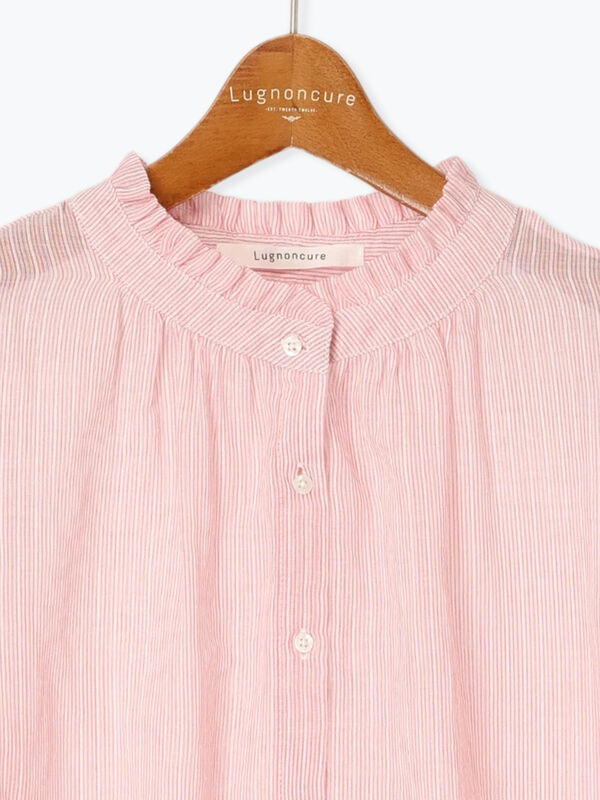 yori ミニフリルストライプシャツ(ピンク38) yori ヨリミニフリル