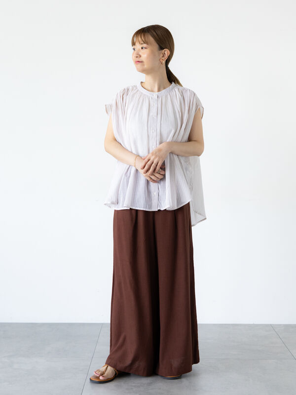 ブラウス シャツ 先染めストライプスリットスリーブシャツ レディース STYLEBLOCK ブラウス シャツ 先染めストライプスリットスリーブ