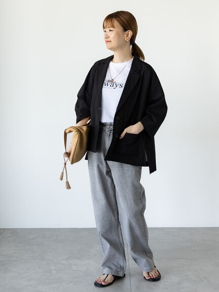 ネックレス刺繍プリントTシャツ（オフホワイト/チャコールグレー/ベージュ）｜Lugnoncure（ルノンキュール）通販