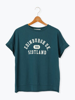 ルネ♡ロゴ入りフーディ セール】 カレッジ風ロゴプリントミニ裏毛トップス（オフ