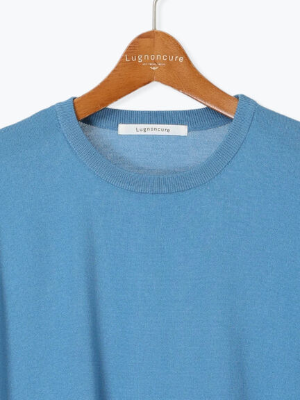 【接触冷感】サイドスリットハーフスリーブニット（オフホワイト/チャコールグレー/ブラック/ブラウン/ブルー）｜Lugnoncure（ルノンキュール）通販