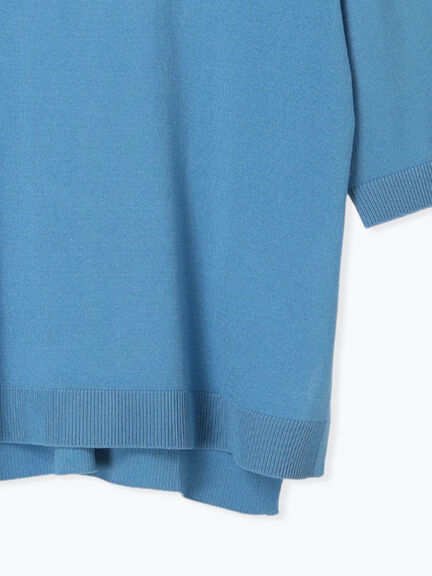 【接触冷感】サイドスリットハーフスリーブニット（オフホワイト/チャコールグレー/ブラック/ブラウン/ブルー）｜Lugnoncure（ルノンキュール）通販