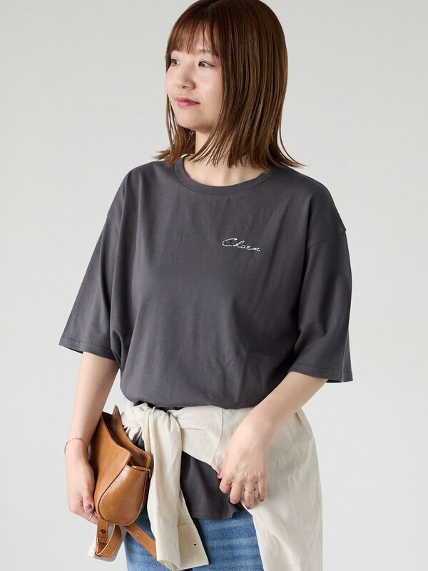 前後ロゴハーフスリーブTシャツ（チャコールグレー）｜Lugnoncure（ルノンキュール）通販