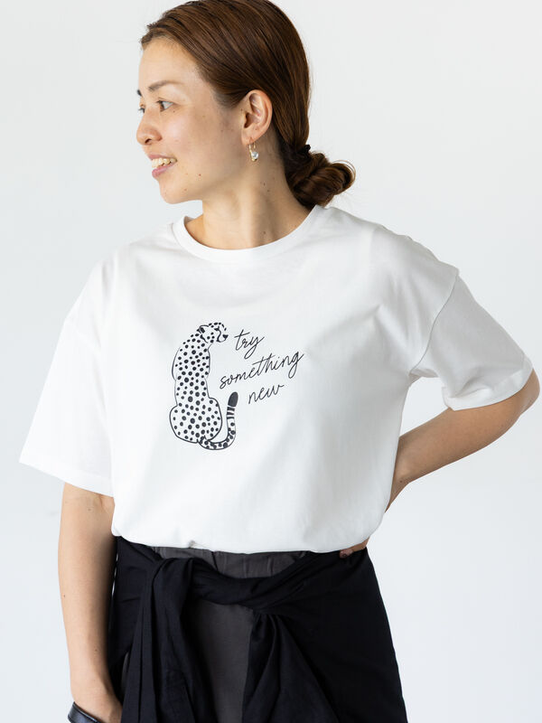 【接触冷感】動物モチーフプリントTシャツ（オフホワイト/グレー/チャコールグレー）｜Lugnoncure（ルノンキュール）通販