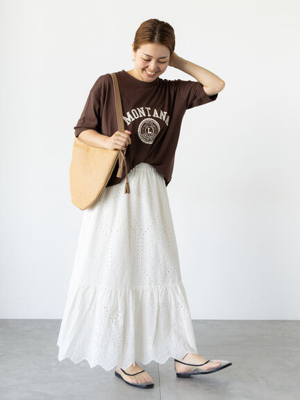 【接触冷感】カレッジ風プリントBIGTシャツ（オフホワイト/ブラック/ブラウン）｜Lugnoncure（ルノンキュール）通販