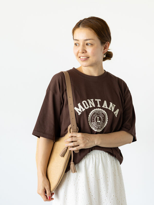 セール】 【接触冷感】カレッジ風プリントBIGTシャツ（オフ