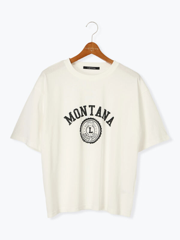 カオンページ セール】 【接触冷感】カレッジ風ロゴTシャツ（オフホワイト