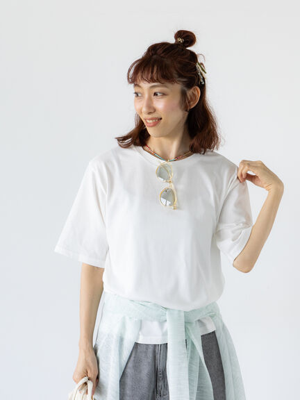 【接触冷感】クルーネックTシャツ（オフホワイト/チャコールグレー/ブラック/ネイビー）｜Lugnoncure（ルノンキュール）通販