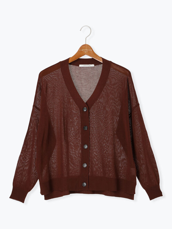 セール】 麻タッチリラックスカーディガン（グレー/チャコールグレー