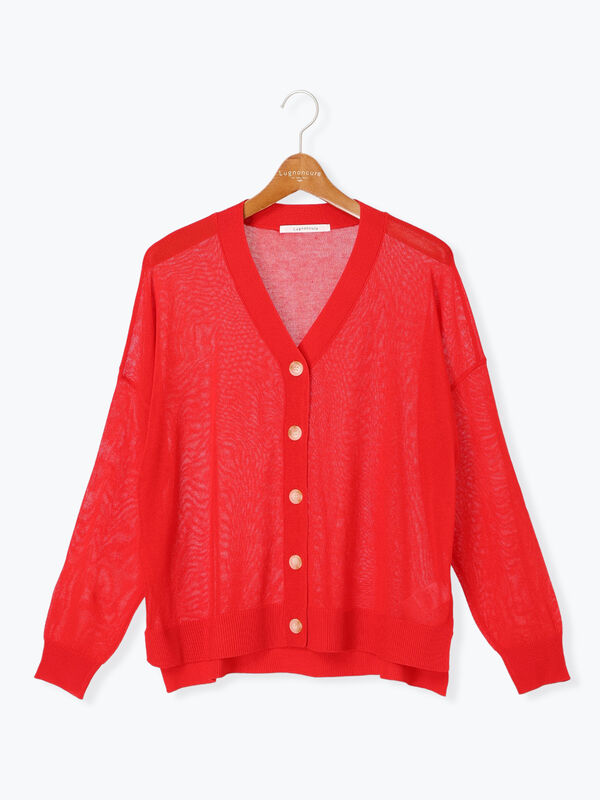 セール】 麻タッチリラックスカーディガン（グレー/チャコールグレー