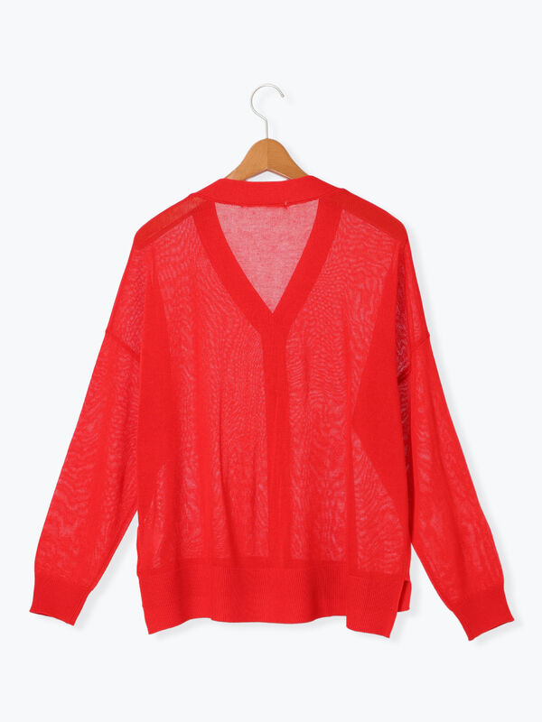 セール】 麻タッチリラックスカーディガン（グレー/チャコールグレー