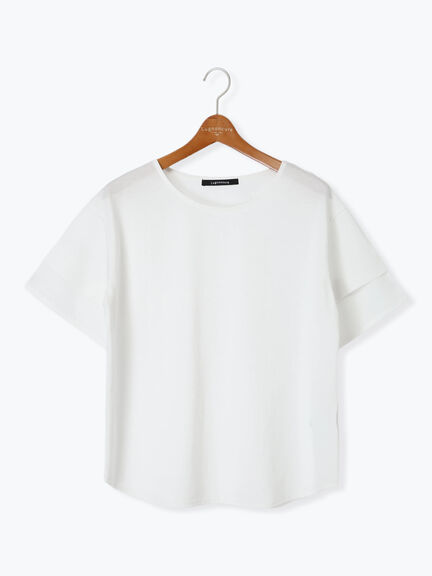プレーティング袖タックTシャツ（オフホワイト/チャコールグレー/ブラック/ブラウン/カーキ）｜Lugnoncure（ルノンキュール）通販