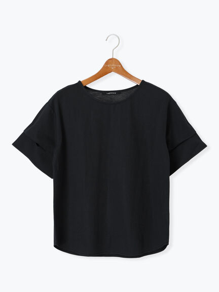 プレーティング袖タックTシャツ（オフホワイト/チャコールグレー/ブラック/ブラウン/カーキ）｜Lugnoncure（ルノンキュール）通販