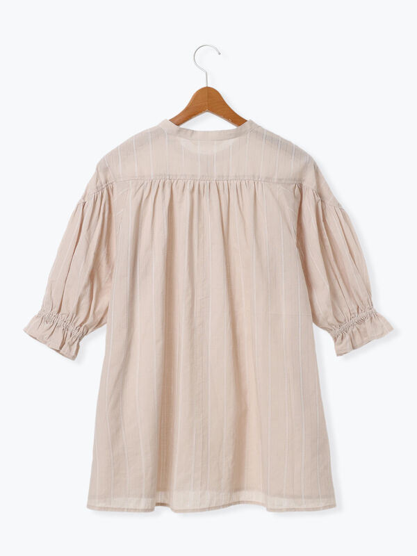 未使用級✨　Drawer 24SS カラミストライプギャザーブラウス セール】 カラミストライプギャザーブラウス（オフホワイト/ブラック