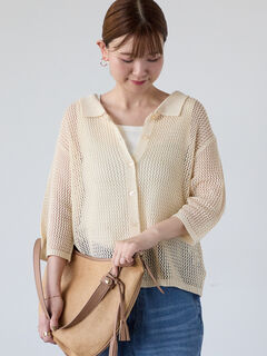 新品タグ付き【Reneルネ】麻混ツイードカーディガン36 René
