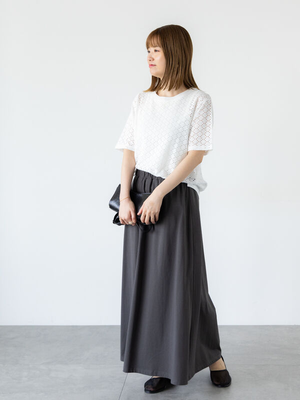 トップス kono セール】小花柄ストレッチシアートップス（Tシャツ/カットソー