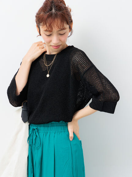 sheller chicパールハーフスリーブニット sheller chicパールハーフスリーブニット