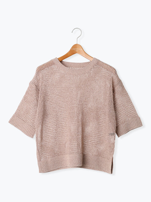 極美品♪定価4.6万 イエナ OWIL アウル ハーフスリーブ ハンドニット スパンコールモヘヤプルオーバー|allureville OFFICIAL SITE