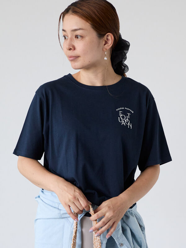 前後エンブロイダリーTシャツ（ネイビー）｜Lugnoncure（ルノンキュール）通販