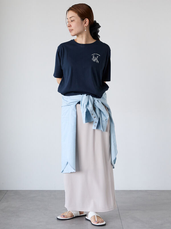 セール】 前後エンブロイダリーTシャツ（オフホワイト/ブラウン