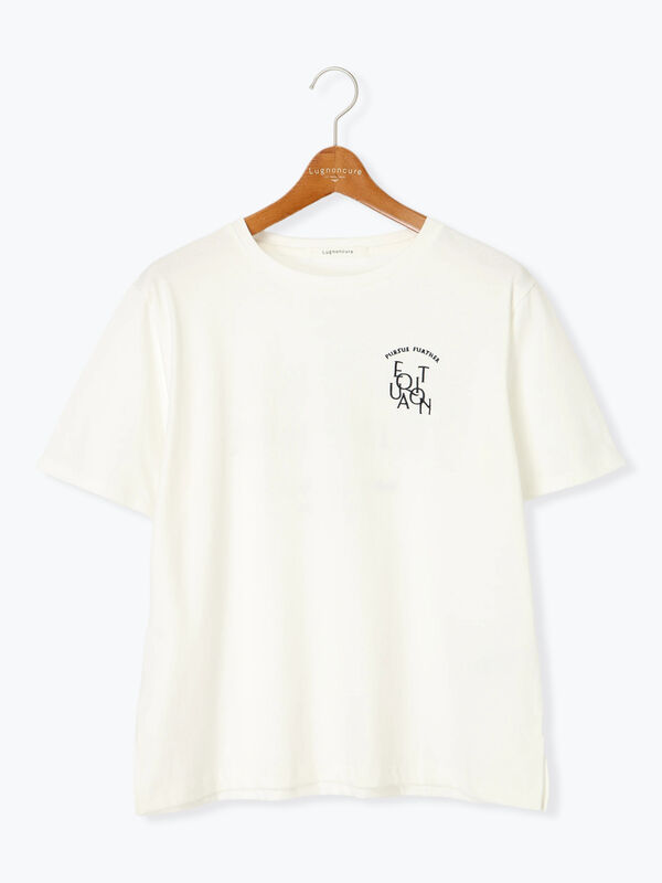 セール】 前後エンブロイダリーTシャツ（オフホワイト/ブラウン