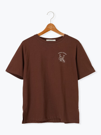 前後エンブロイダリーTシャツ（オフホワイト/ブラウン/ネイビー）｜Lugnoncure（ルノンキュール）通販
