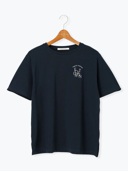 前後エンブロイダリーTシャツ（オフホワイト/ブラウン/ネイビー）｜Lugnoncure（ルノンキュール）通販