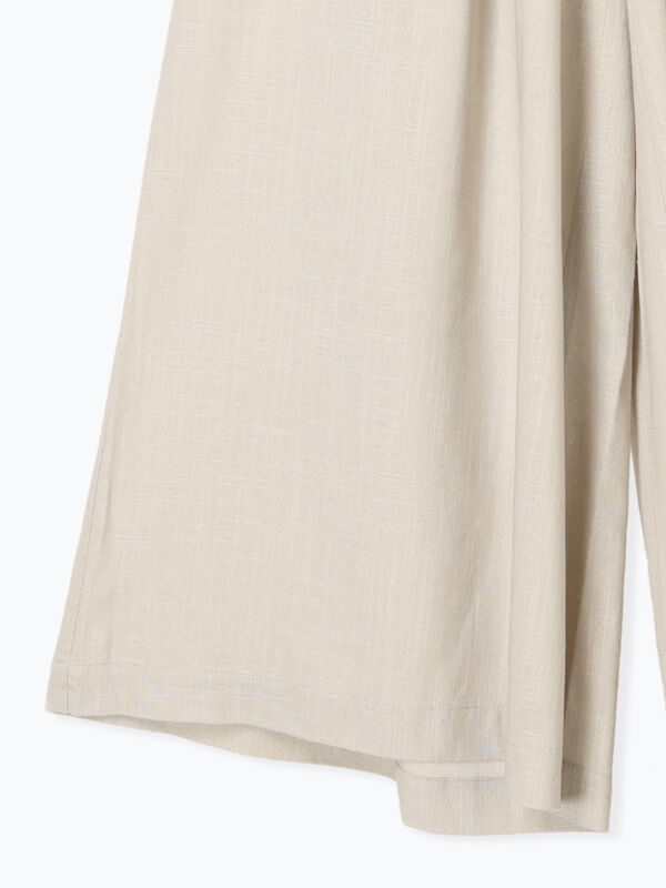 セール】 【セットアップ可】レーヨン麻ワイドパンツ（ベージュ