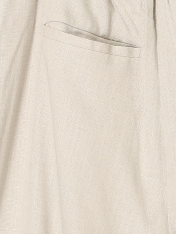セール】 【セットアップ可】レーヨン麻ワイドパンツ（ベージュ