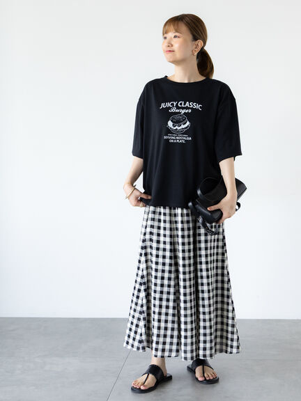 ハンバーガーモチーフプリントTシャツ（オフホワイト/ブラック/ネイビー）｜Lugnoncure（ルノンキュール）通販