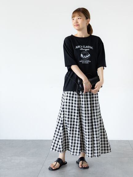ハンバーガーモチーフプリントTシャツ（オフホワイト/ブラック/ネイビー）｜Lugnoncure（ルノンキュール）通販