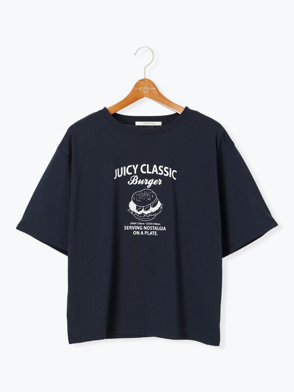 セール】 ハンバーガーモチーフプリントTシャツ（オフホワイト