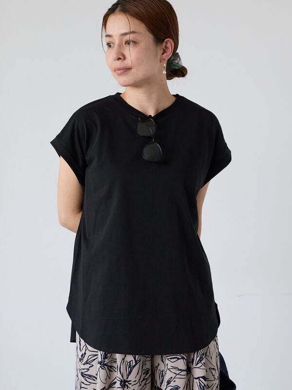 cccmalie トリプルカットソー　フレンチトップス　ロングTシャツ　黒 cccmalie トリプルカットソー フレンチトップス ロングTシャツ