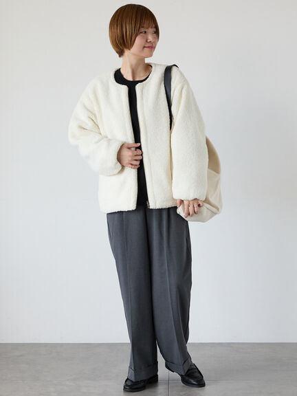 リバーシブルボアブルゾン（オフホワイト/チャコールグレー/ベージュ/モカ）｜Lugnoncure（ルノンキュール）通販