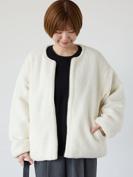 リバーシブルボアブルゾン（オフホワイト/チャコールグレー/ベージュ/モカ）｜Lugnoncure（ルノンキュール）通販