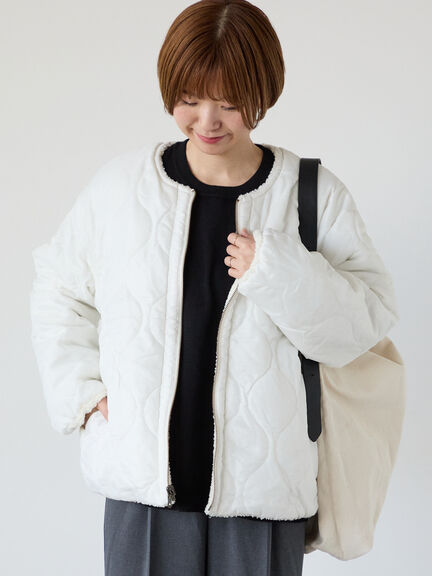 リバーシブルボアブルゾン（オフホワイト/チャコールグレー/ベージュ/モカ）｜Lugnoncure（ルノンキュール）通販