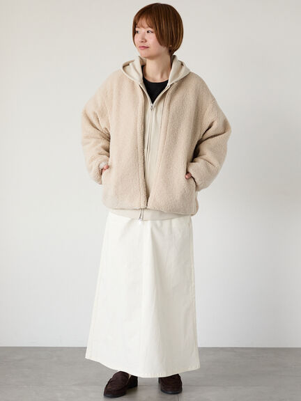 リバーシブルボアブルゾン（オフホワイト/チャコールグレー/ベージュ/モカ）｜Lugnoncure（ルノンキュール）通販