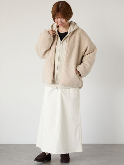 リバーシブルボアブルゾン（オフホワイト/チャコールグレー/ベージュ/モカ）｜Lugnoncure（ルノンキュール）通販