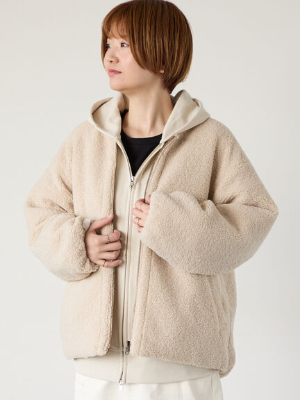 リバーシブルボアブルゾン（オフホワイト/チャコールグレー/ベージュ/モカ）｜Lugnoncure（ルノンキュール）通販