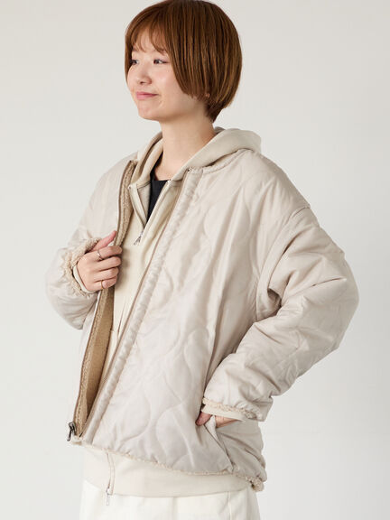 リバーシブルボアブルゾン（オフホワイト/チャコールグレー/ベージュ/モカ）｜Lugnoncure（ルノンキュール）通販