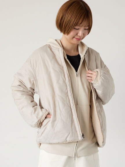 リバーシブルボアブルゾン（オフホワイト/チャコールグレー/ベージュ/モカ）｜Lugnoncure（ルノンキュール）通販