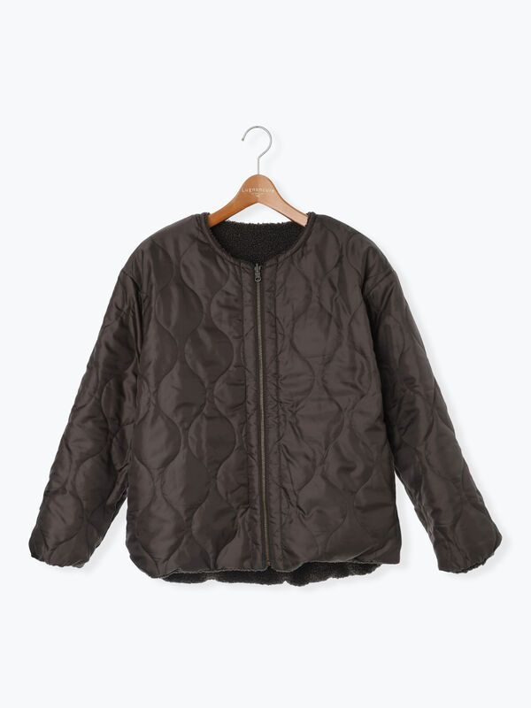 セール】 リバーシブルボアブルゾン（オフホワイト/チャコールグレー